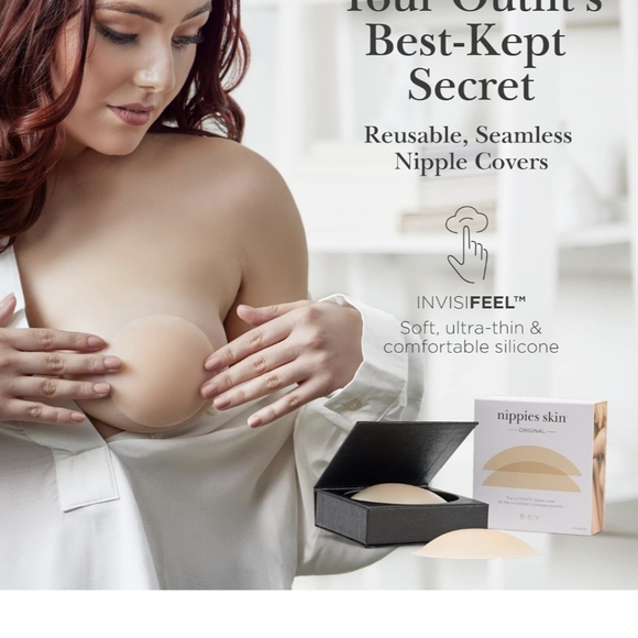 NIB Nippies Skin Covers No Show Inserts In Creme Color D+ Cup Sizes - Picture 2 of 13